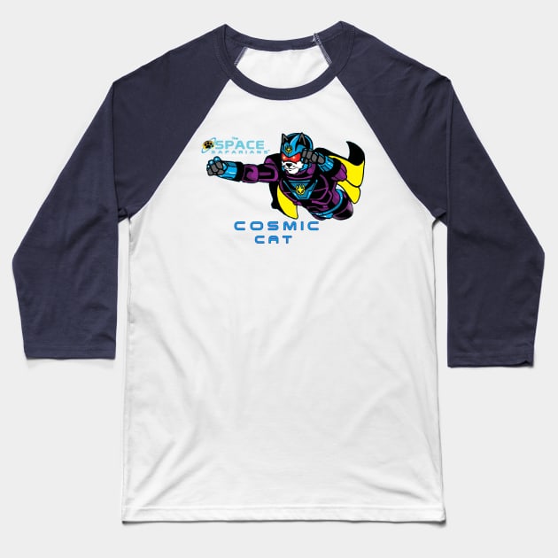 Cosmic Cat Baseball T-Shirt by DocNebula